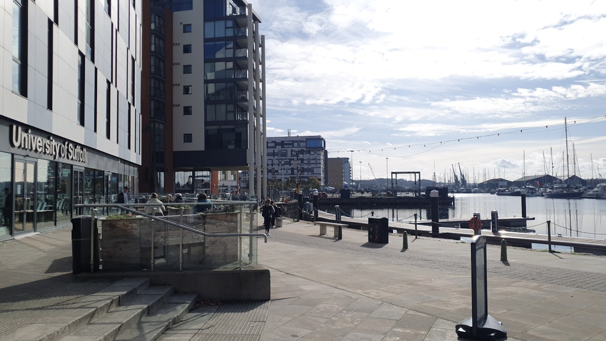 building and waterfront